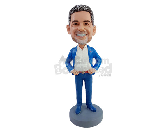 Custom Bobblehead Businessman wearng fine suit with powerful winning pose with hands on hips - Leisure & Casual Casual Males Personalized Bobblehead & Action Figure Custom Bobblehead Businessman wearng fine suit with powerful winning pose with hands on hips - Leisure & Casual Casual Males Personalized Bobblehead & Action Figure